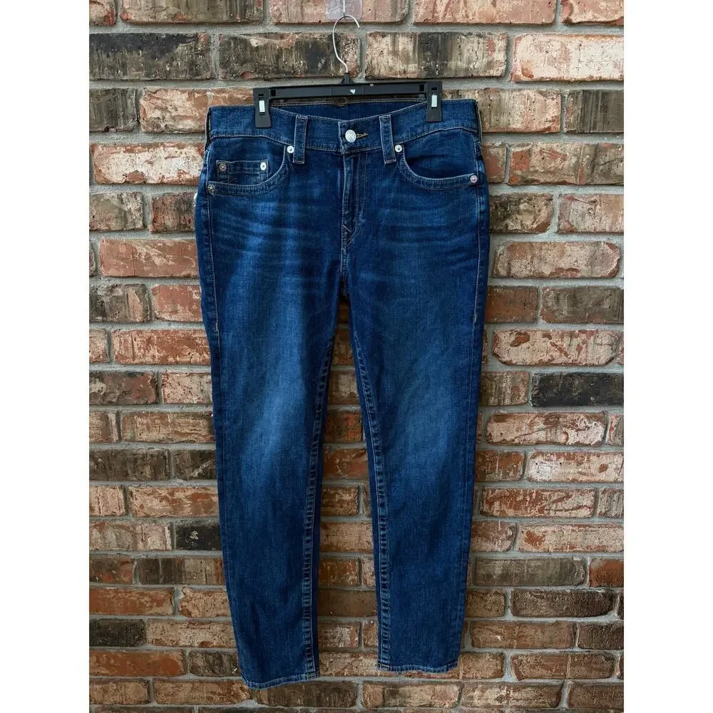 True Religion Rocco Mens Jeans Size 33 Relaxed Skinny Dark Wash Casual